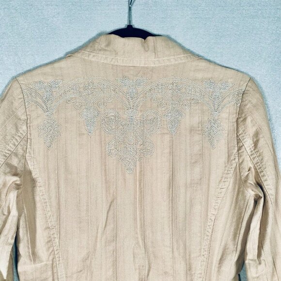 Johnny Was Jacket Womens S Beige Embroidered Blazer Neutral Quiet Luxury - Picture 8 of 13